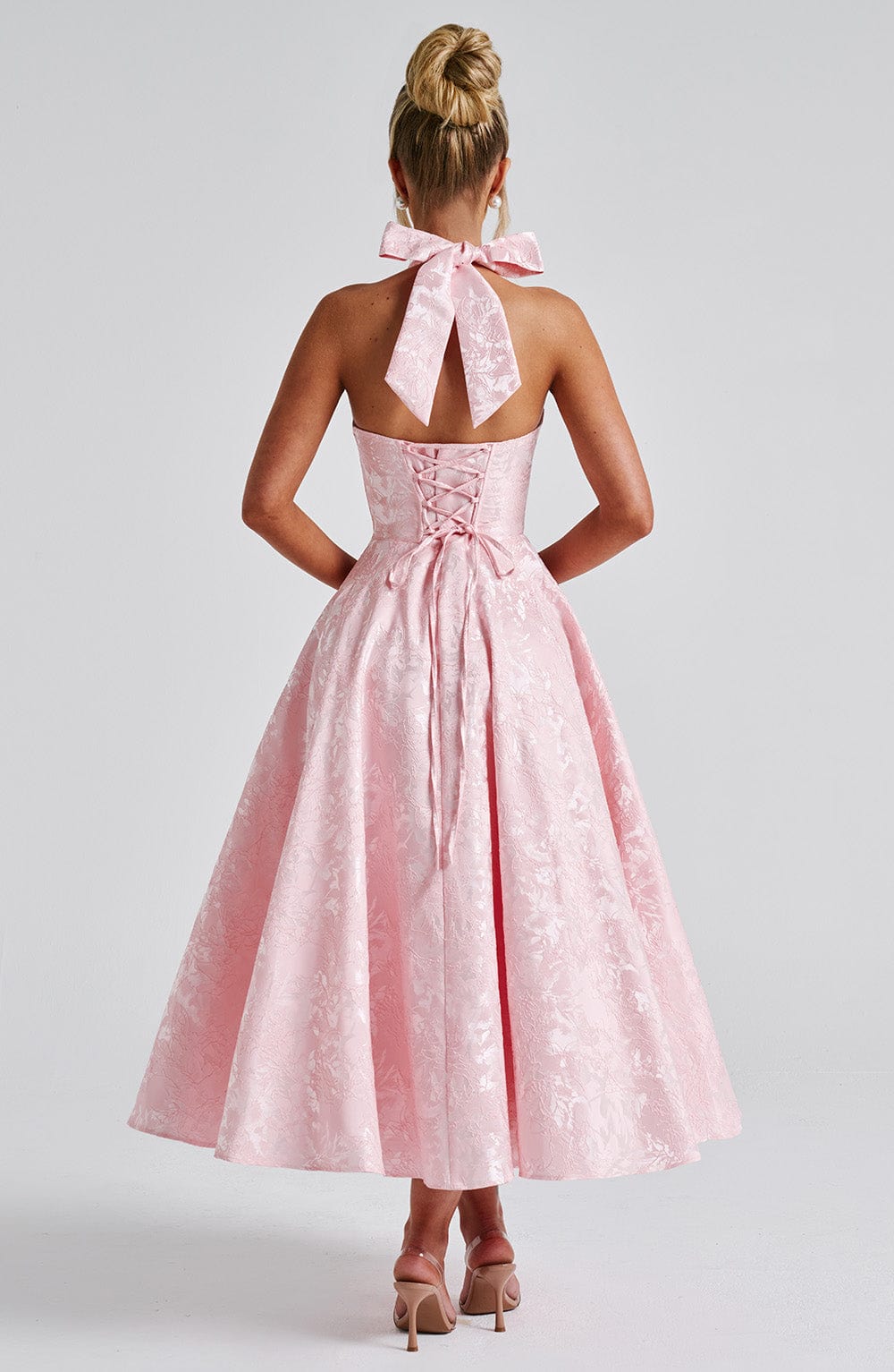 Women’s Chic Polished Halter Midi Wedding Guest Dresses