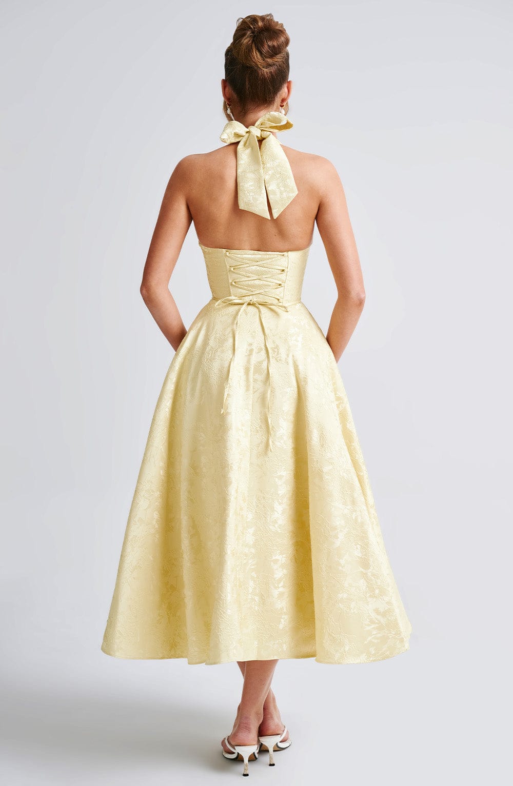 Women’s Chic Polished Halter Midi Wedding Guest Dresses