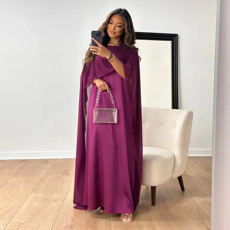 Women's Stunning Cape Maxi Party Formal Wedding Guest Dress