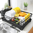 Expandable Dish Drying Rack Integrated Drip Tray