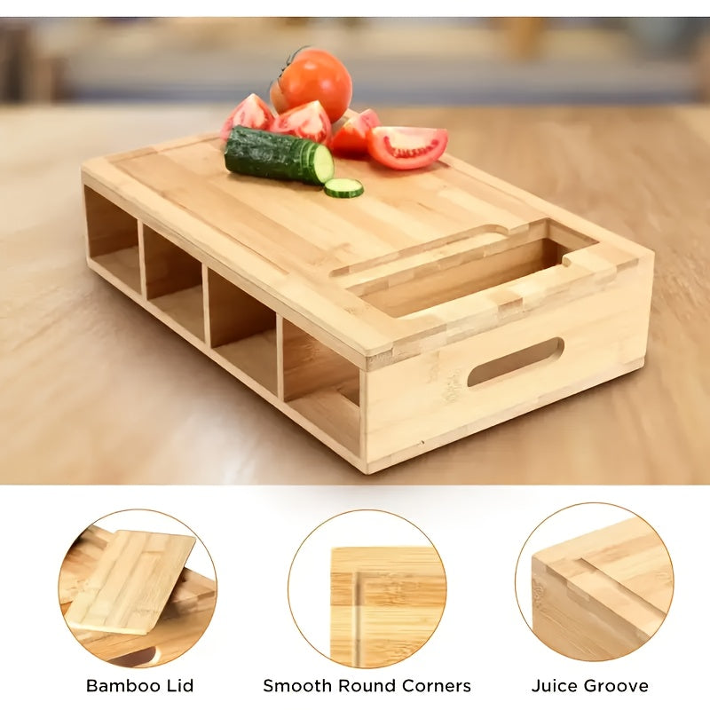 Bamboo Cutting Board Storage Trays Graters Kitchen Prep Station - Image 7