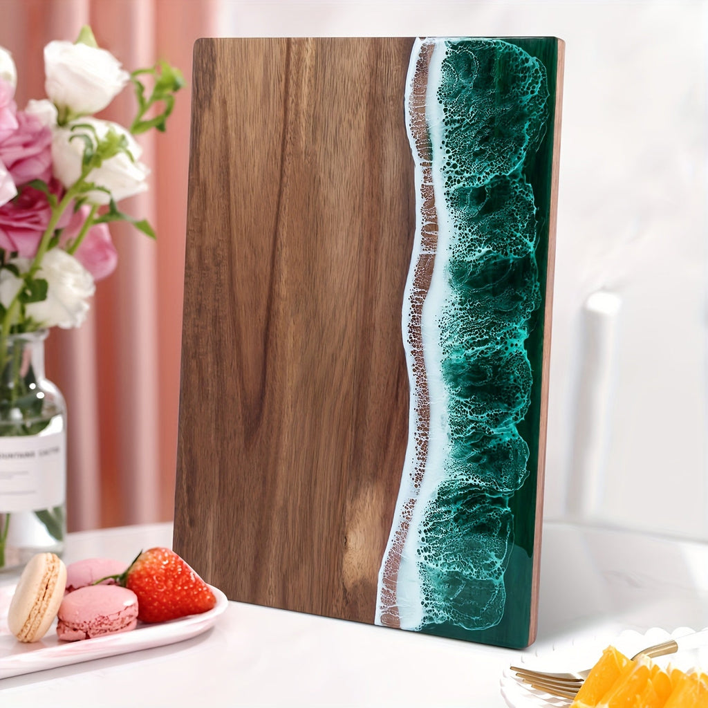 Charcuterie Board Ocean Resin Acacia Wood Cheese Serving Tray - Image 8