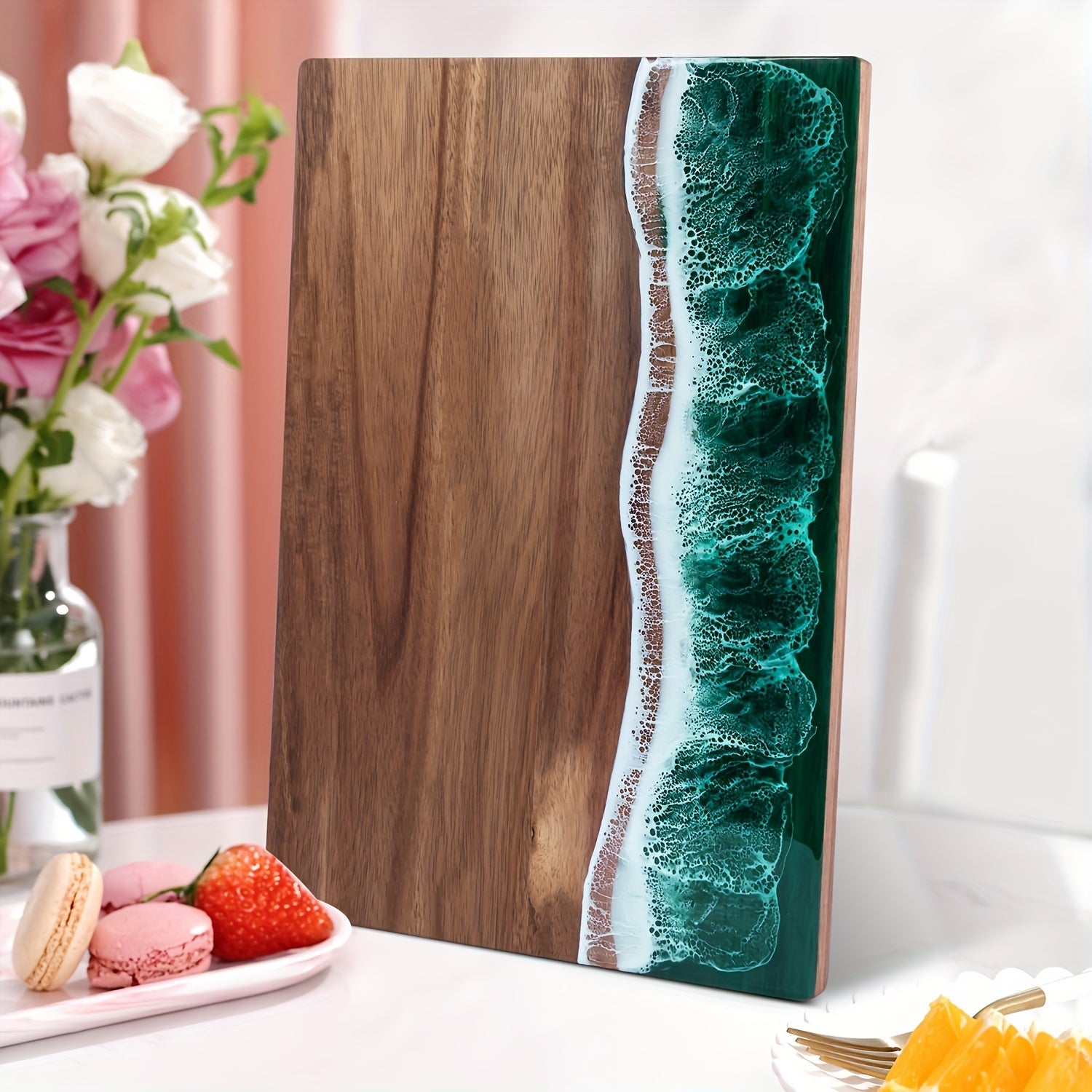 Charcuterie Board Ocean Resin Acacia Wood Cheese Serving Tray - Image 8