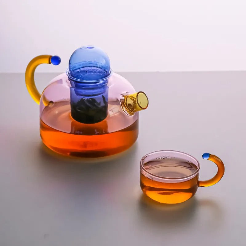 Modern Clear Tokyo Glass Teapot with Matching Cup