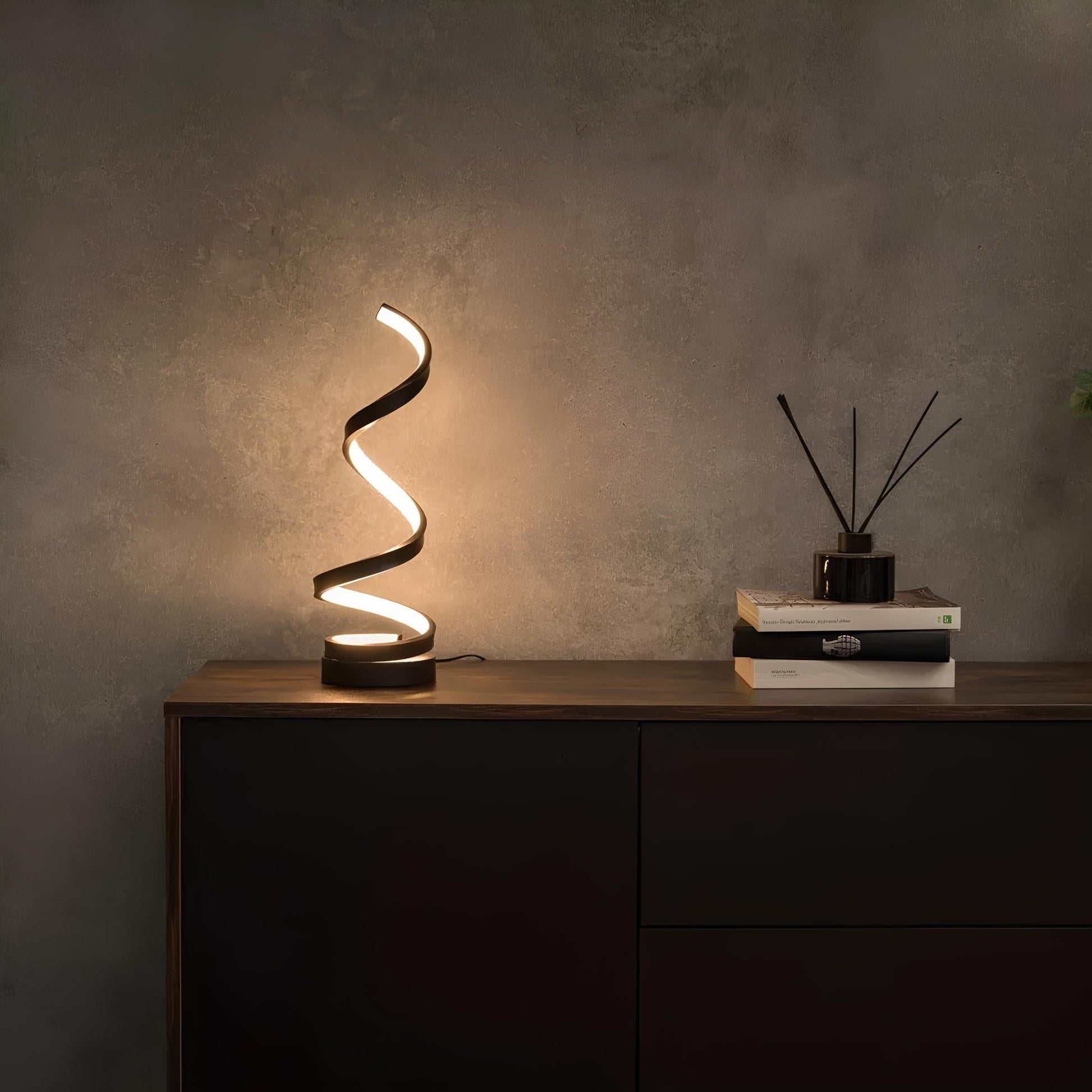 Modern Table Lamp Dimmable LED Spiral Bedside Desk Light USB Rechargeable