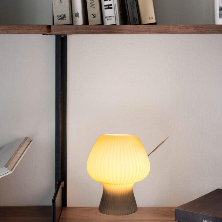 Vintage Bedside Lamp Ribbed Glass Mushroom Table Lamp Dimmable - Image 2