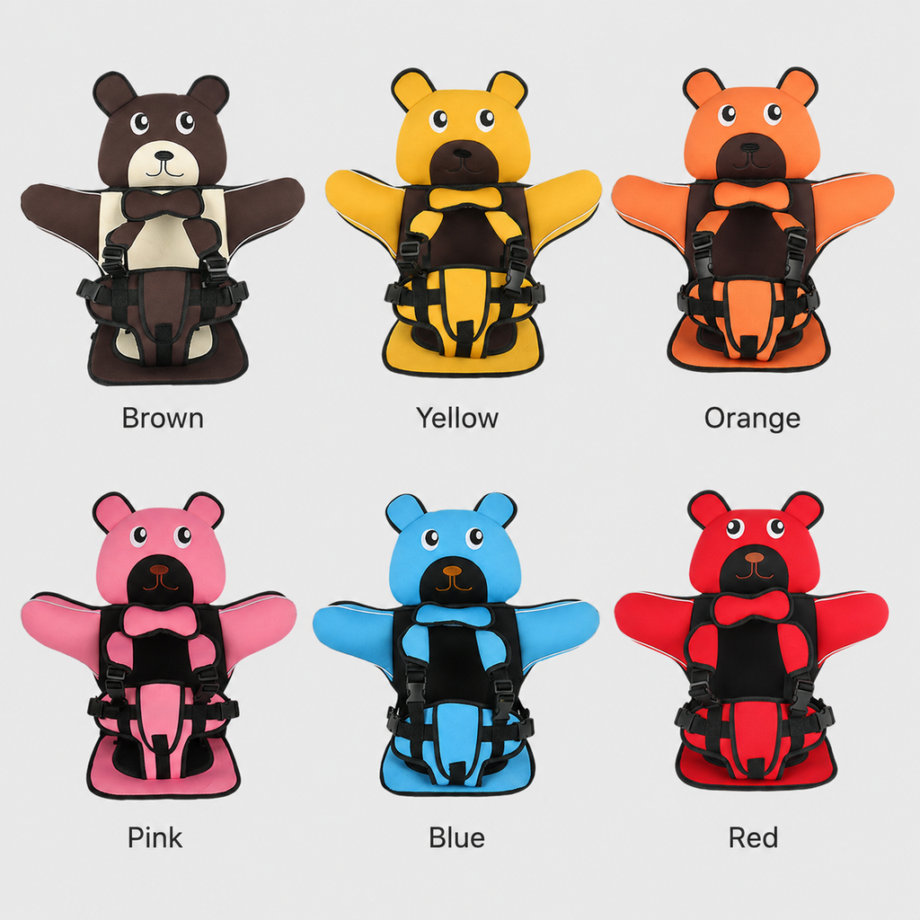Adjustable Child Travel Booster Seat with Bear Design - Image 8