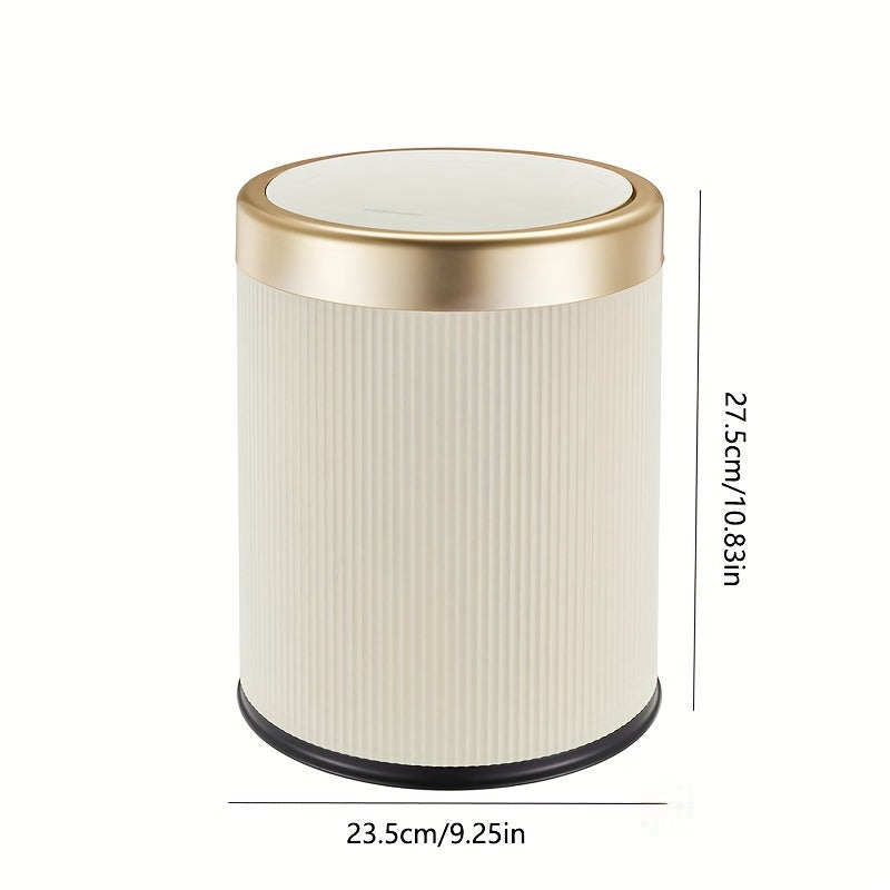 Modern Trash Can Oval Press Top Bathroom Bin Dual Inner Bucket - Image 3