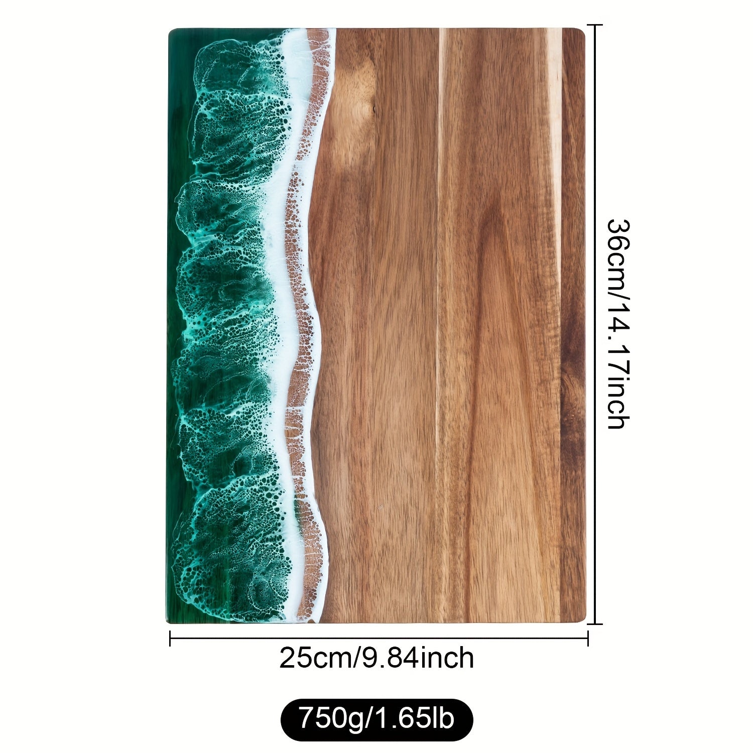 Charcuterie Board Ocean Resin Acacia Wood Cheese Serving Tray - Image 5