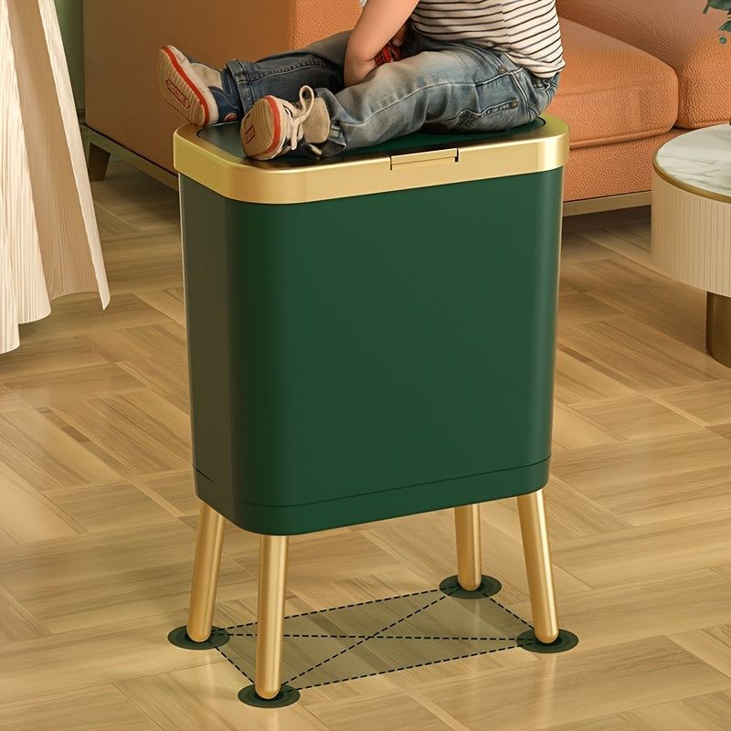 Kitchen Trash Can Lid 15L Slim Modern Odor Sealing Elevated Legs - Image 10