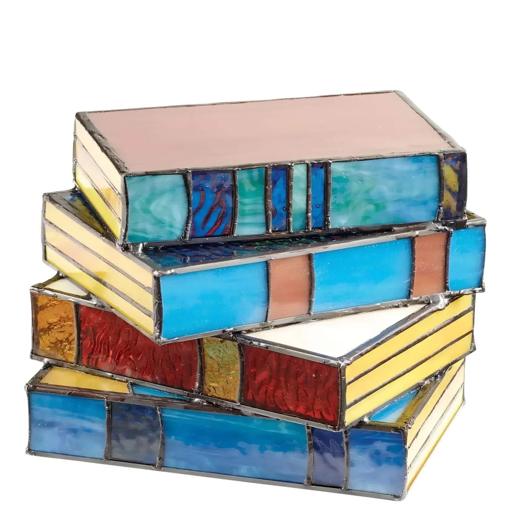 Stained Glass Table Lamp Handcrafted Book Decor - Image 3