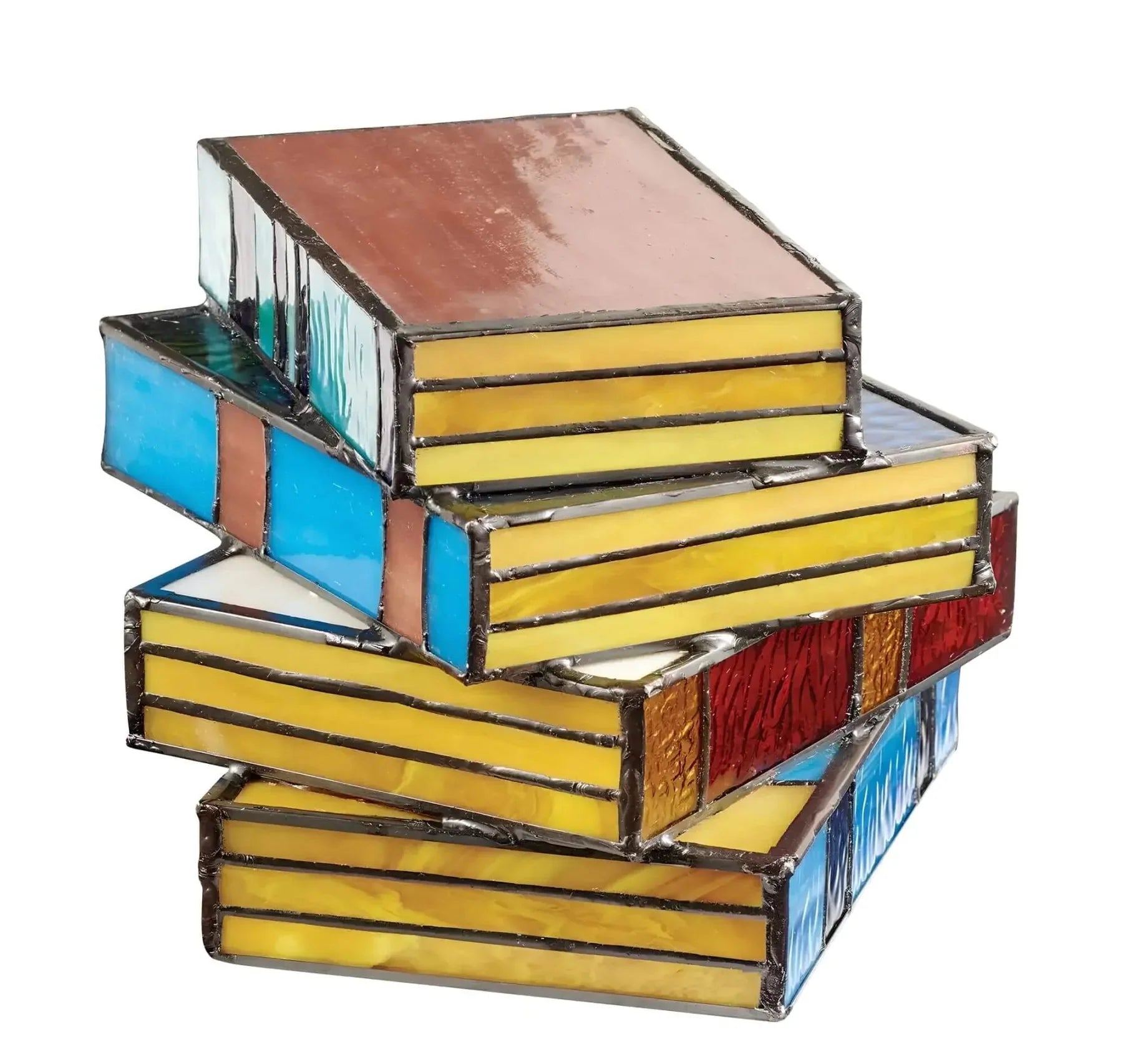 Stained Glass Table Lamp Handcrafted Book Decor - Image 4