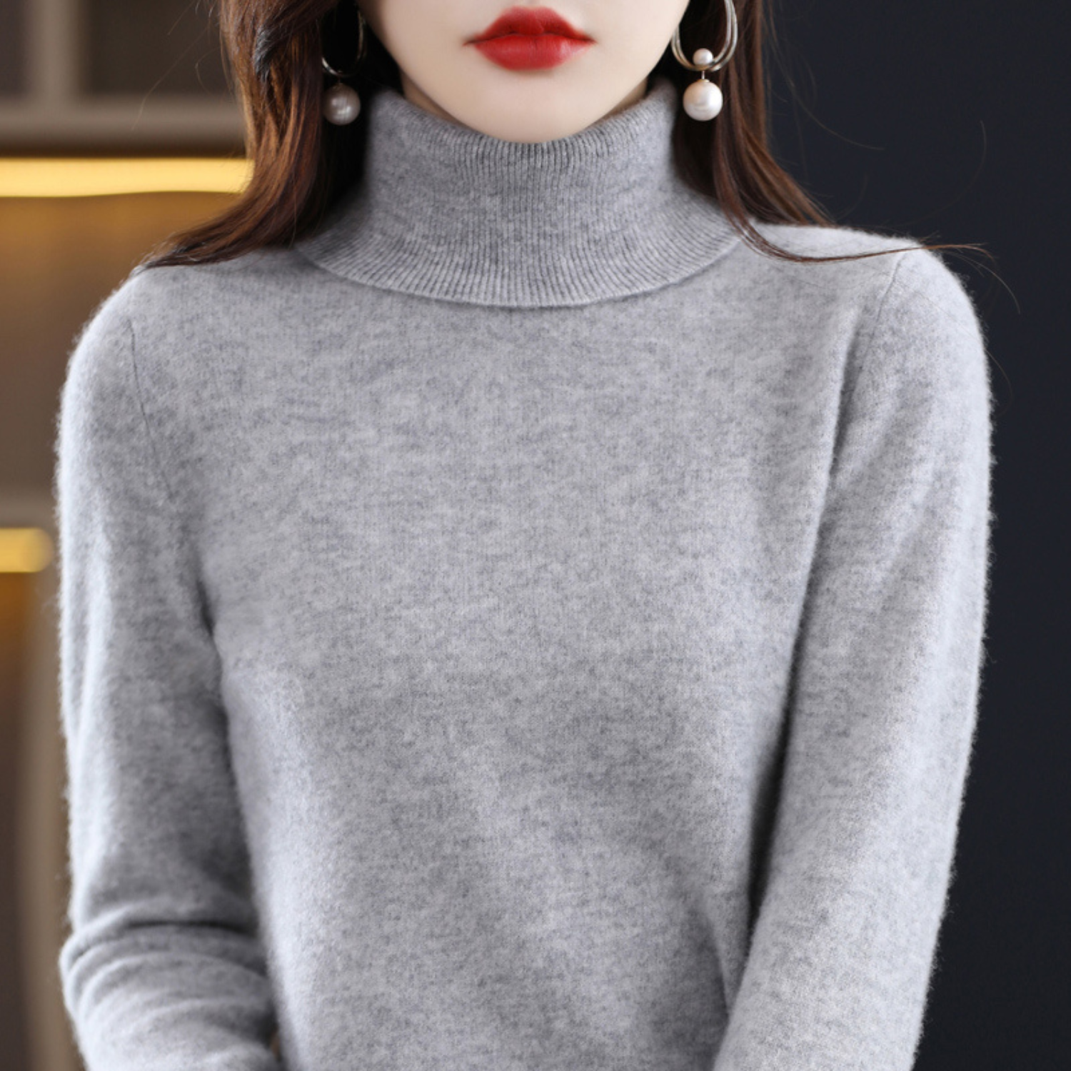 Women's Fashion Outdoor Warmth Knitted Roll Neck Sweater