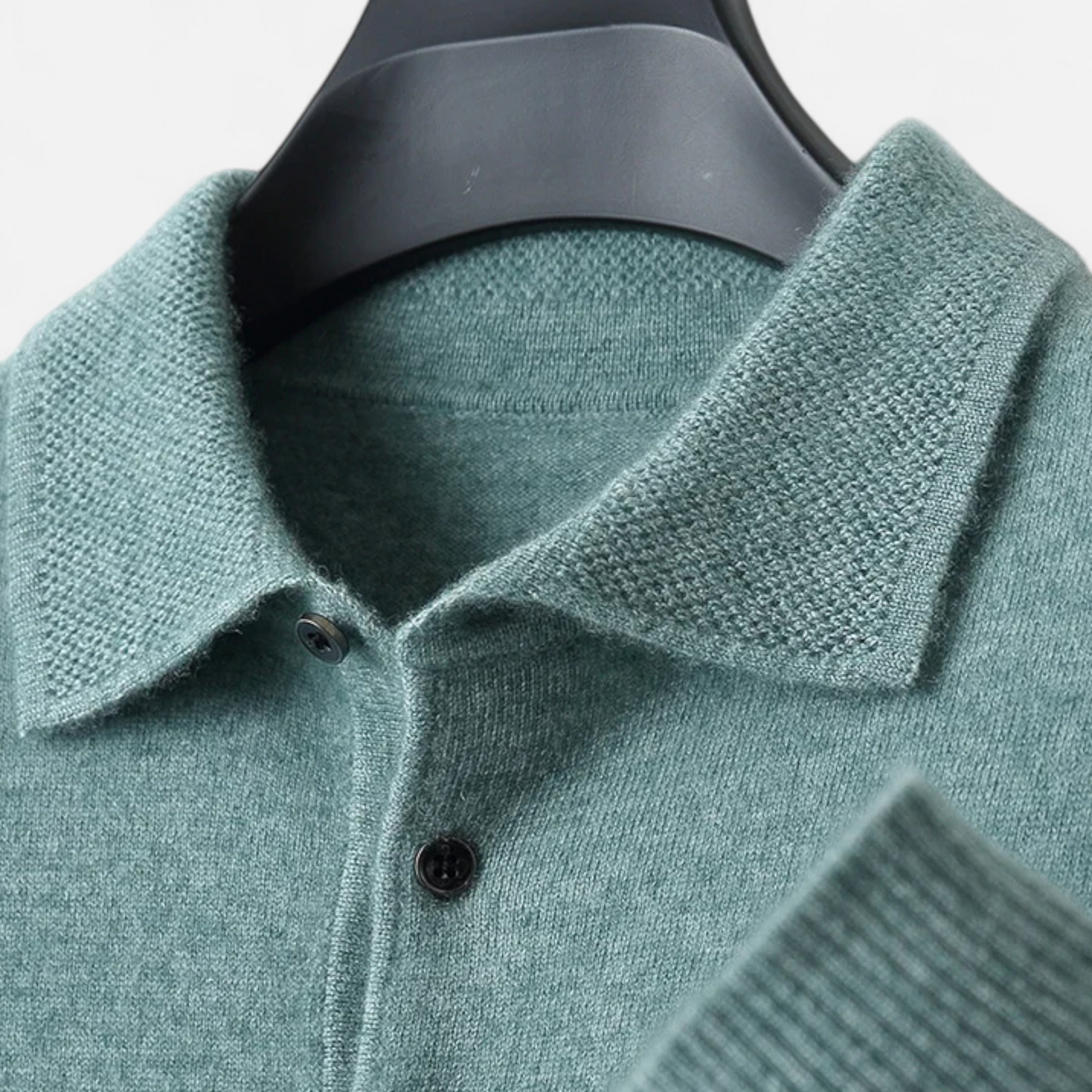 Men’s Casual Button Merino Wool Polo-Collar Sweater