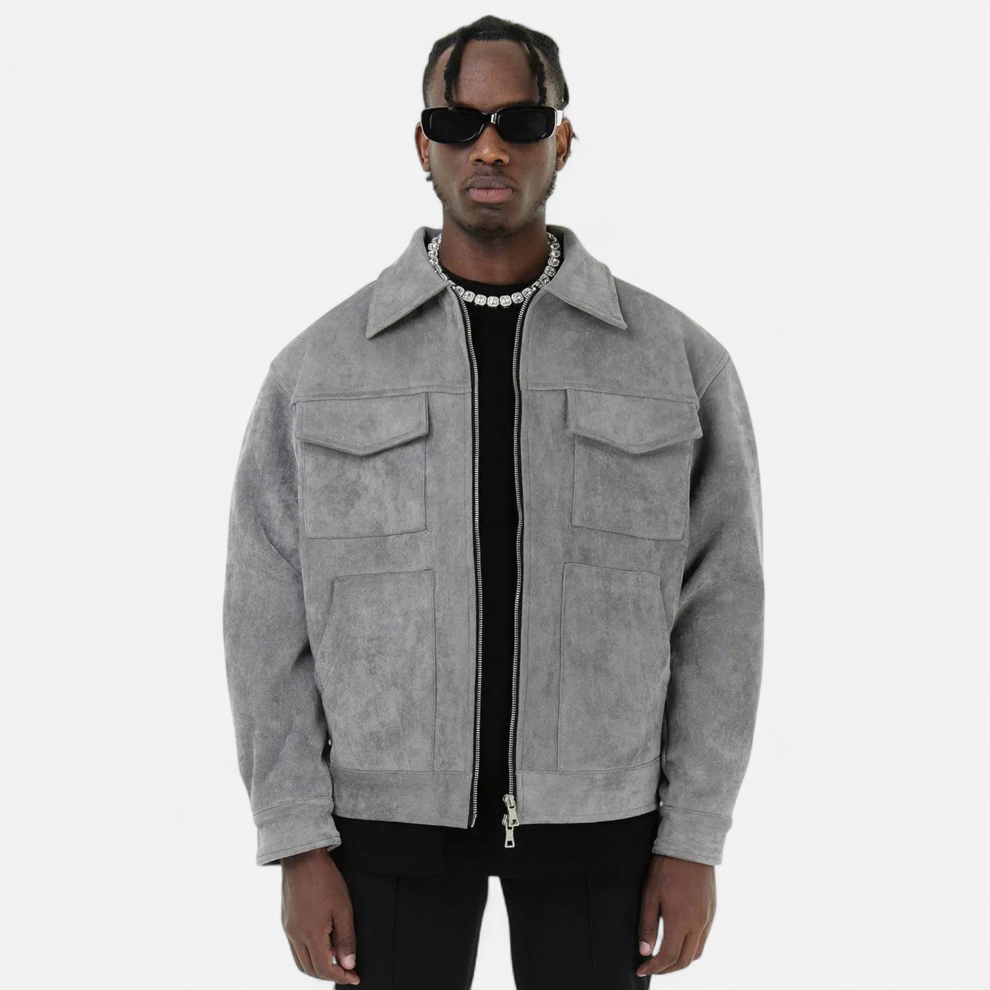Men’s Refined Street-inspired Loose-Fit Suede Jacket