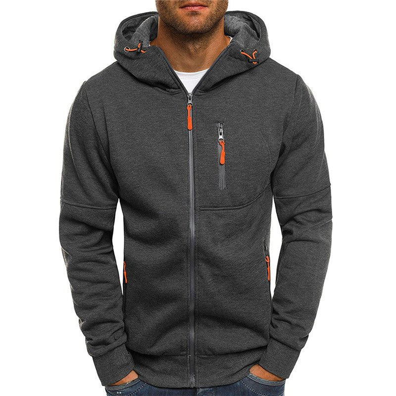 Practical Cozy Lining Zipper-Up Hoodie for Men