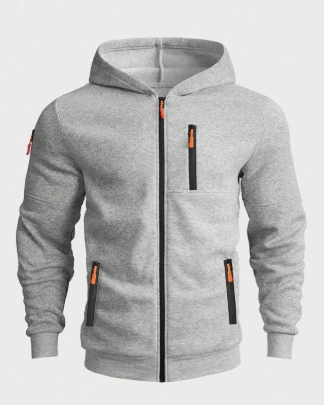 Practical Cozy Lining Zipper-Up Hoodie for Men