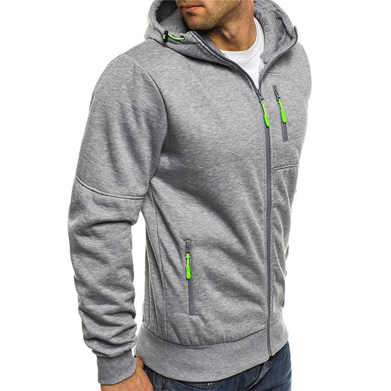 Practical Cozy Lining Zipper-Up Hoodie for Men
