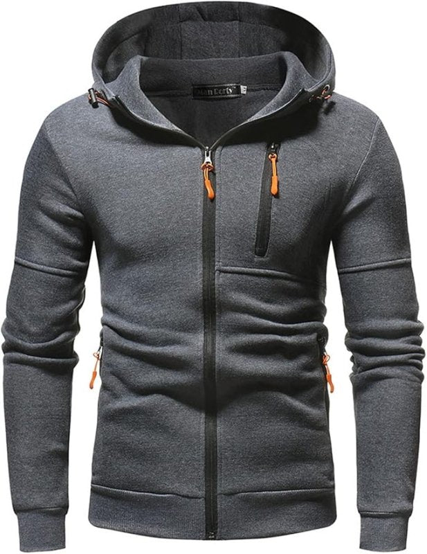 Practical Cozy Lining Zipper-Up Hoodie for Men