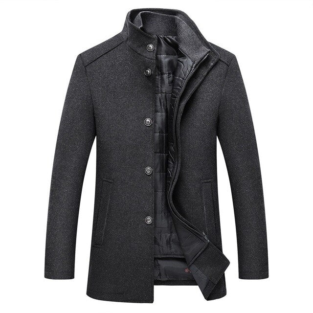 Timeless Winter Stand Collar Button Jacket for Men