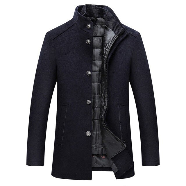 Timeless Winter Stand Collar Button Jacket for Men