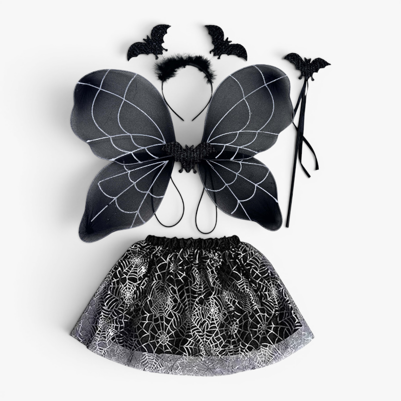 Girls 4 Piece Bat Costume Set