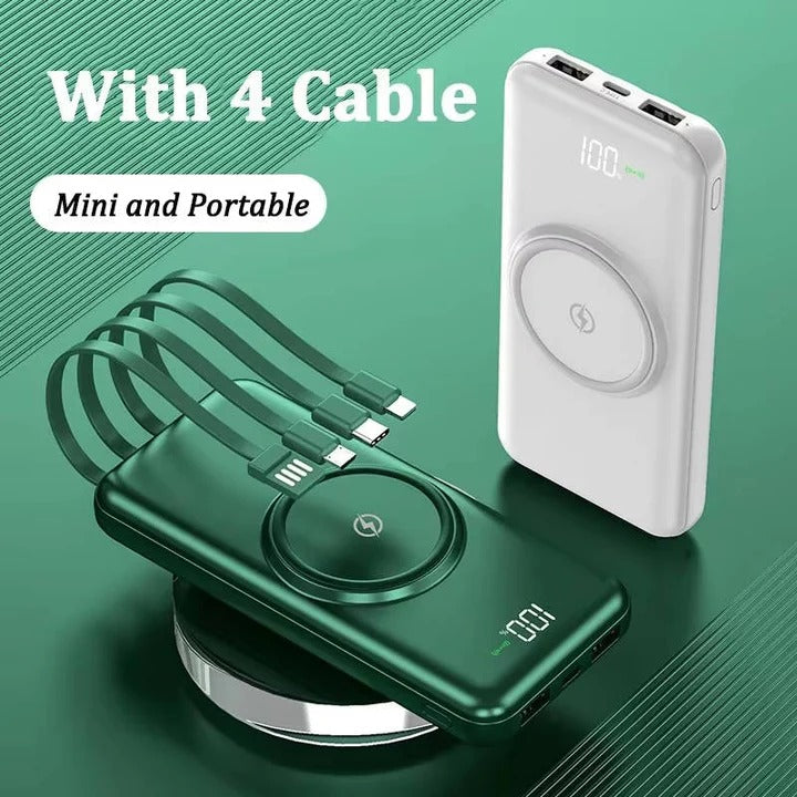 20000mAh Power Bank, Portable Phone Charger, Built In Cables, Wireless Charging - Image 4