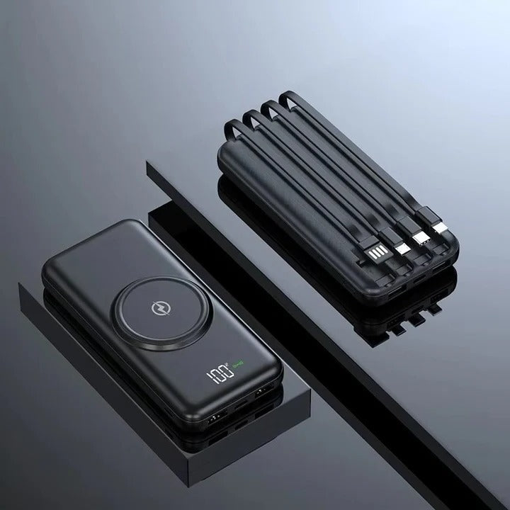 20000mAh Power Bank, Portable Phone Charger, Built In Cables, Wireless Charging - Image 2