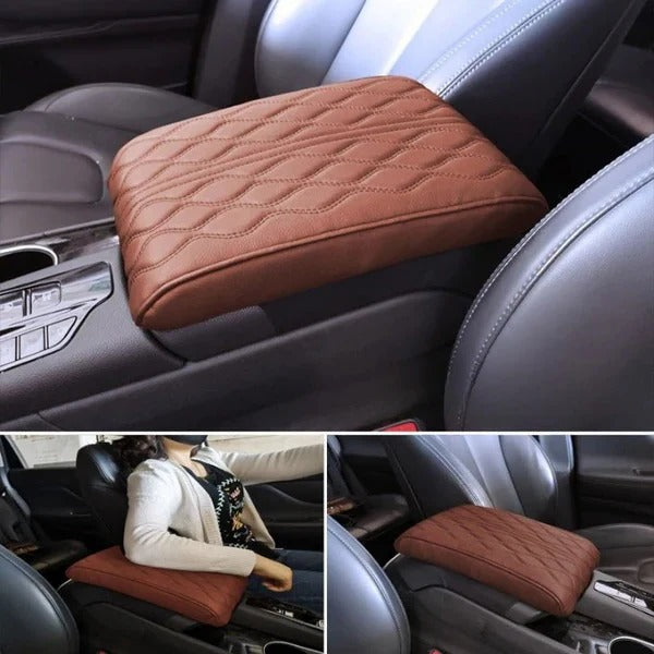Universal Automotive Armrest Cushion in Quilted Leather Style - Image 3