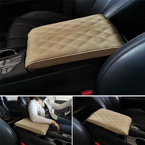 Universal Automotive Armrest Cushion in Quilted Leather Style - Image 4