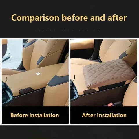 Universal Automotive Armrest Cushion in Quilted Leather Style - Image 5