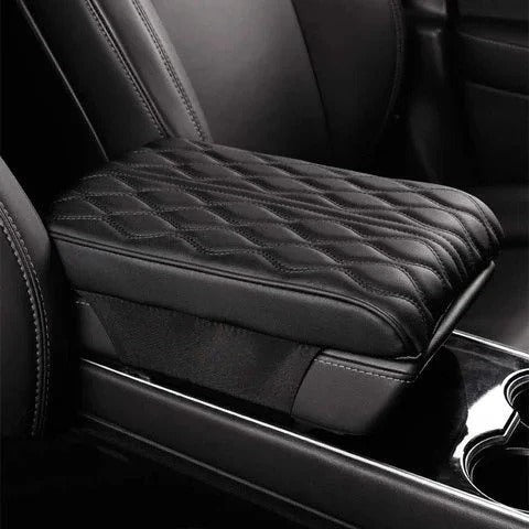 Universal Automotive Armrest Cushion in Quilted Leather Style - Image 6