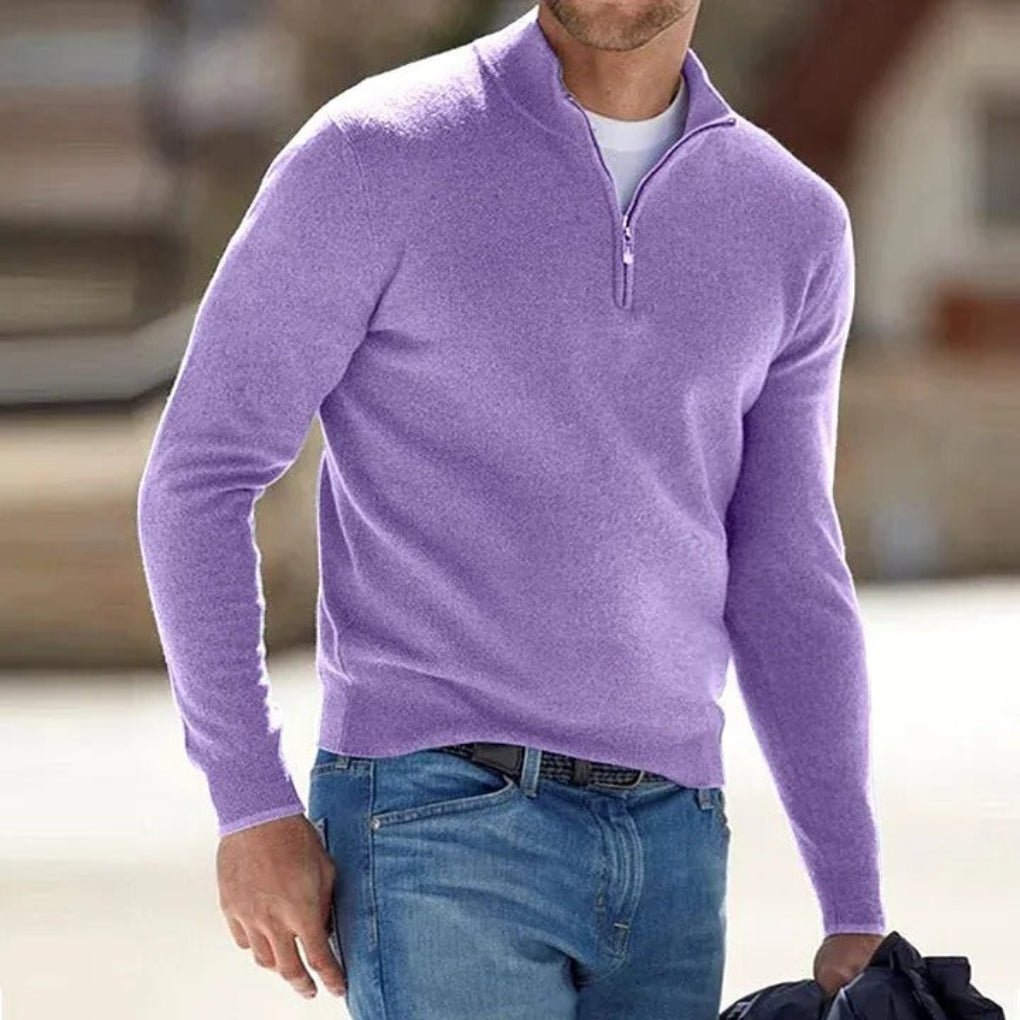 Men's Essential Zipper-Up Basic Versatile Sweater