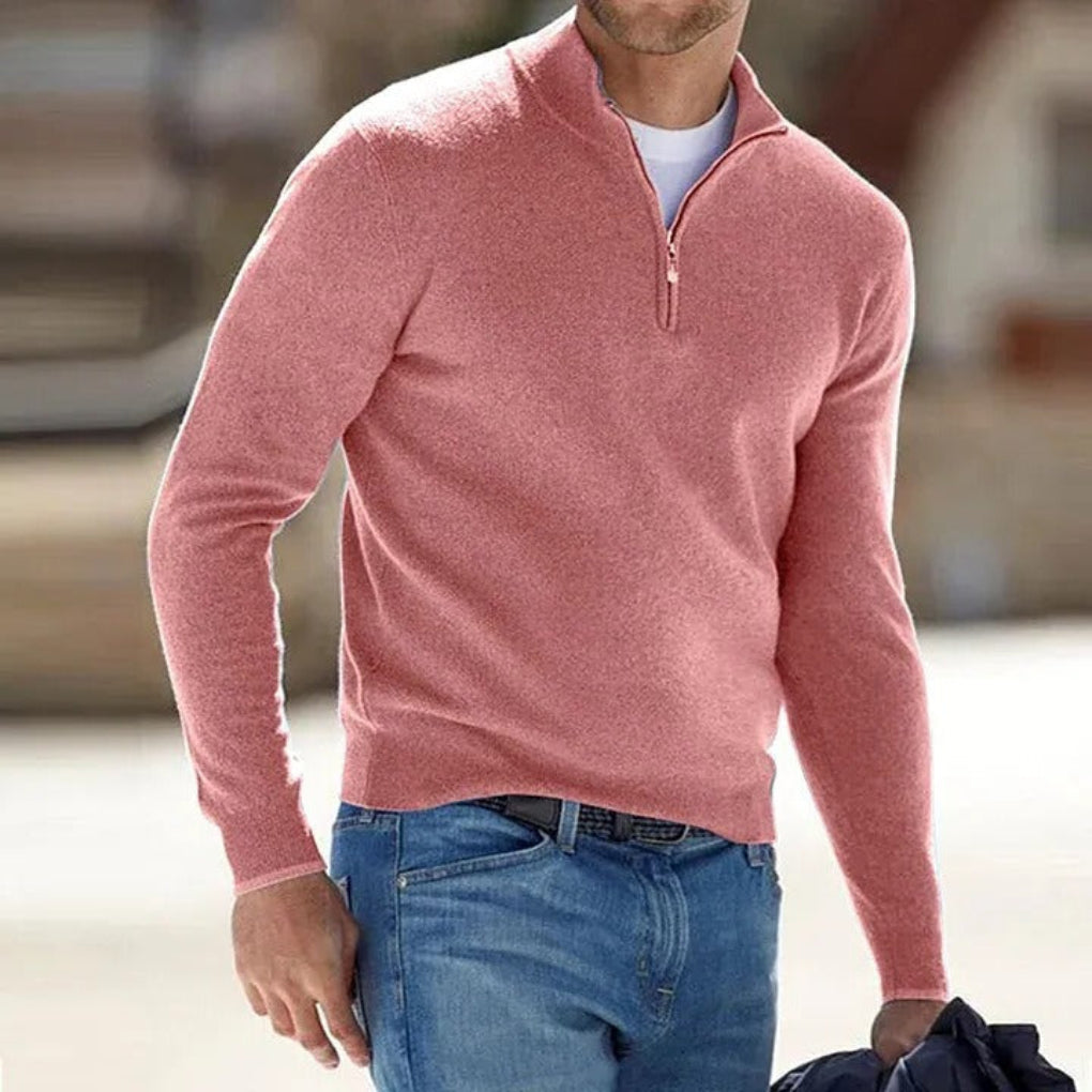 Men's Essential Zipper-Up Basic Versatile Sweater