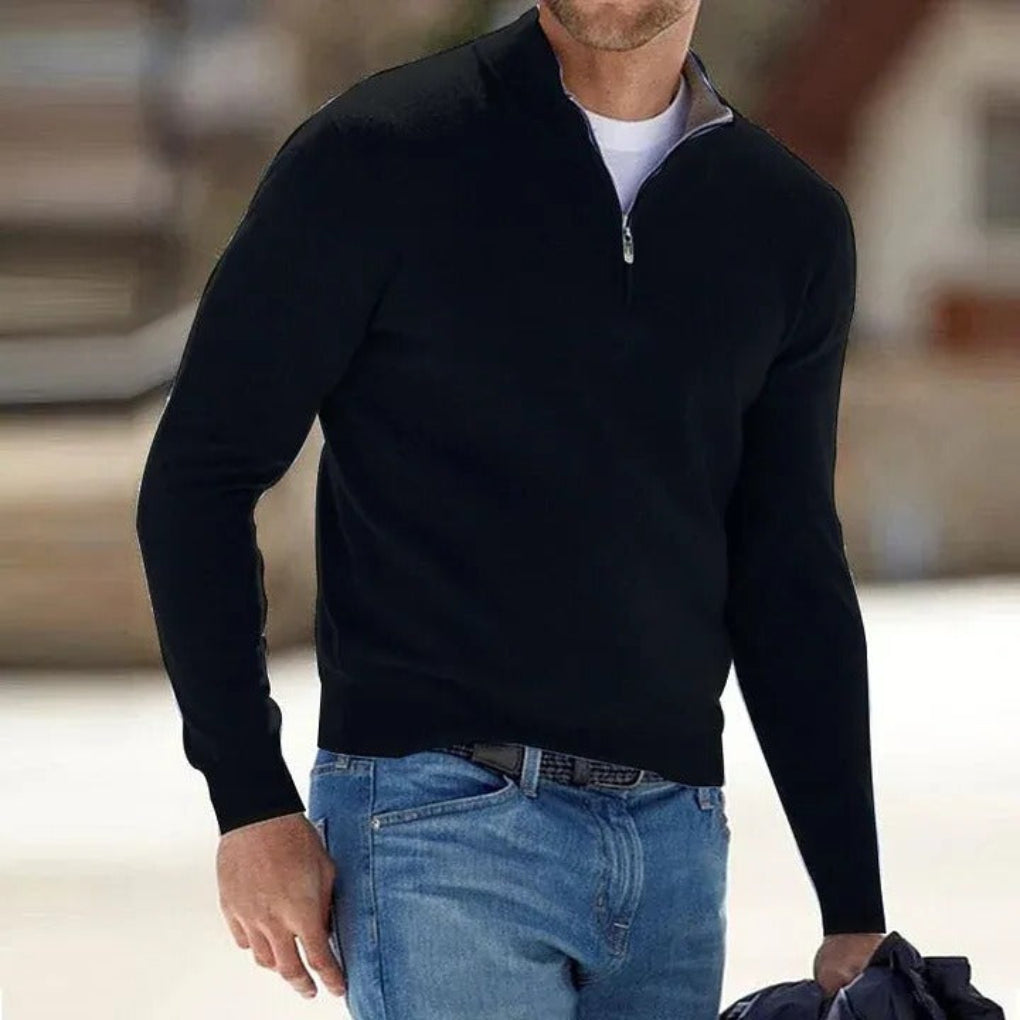 Men's Essential Zipper-Up Basic Versatile Sweater