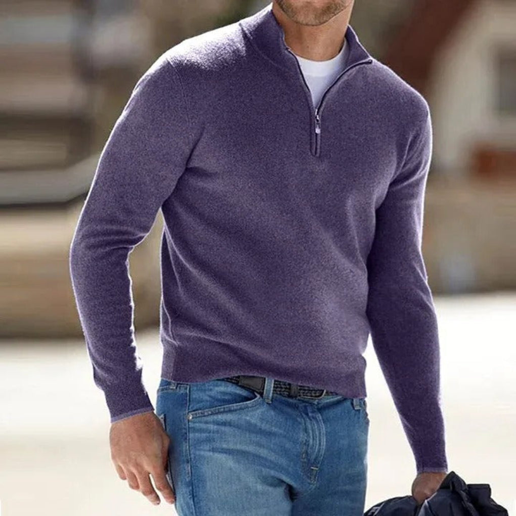 Men's Essential Zipper-Up Basic Versatile Sweater