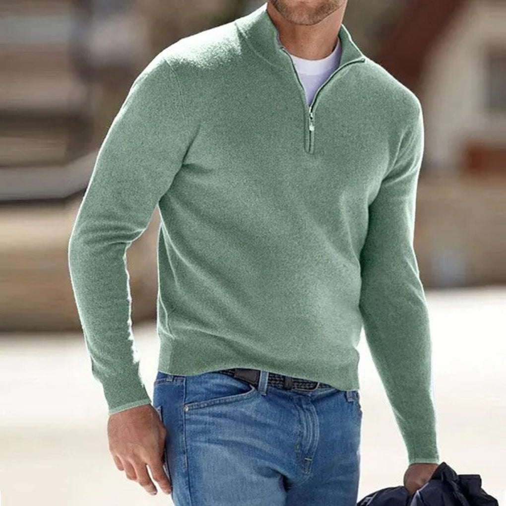 Men's Essential Zipper-Up Basic Versatile Sweater