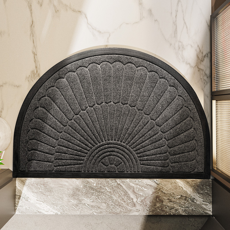 Non Slip Door Mat Semi Circular Rubber Backed Entryway Mat