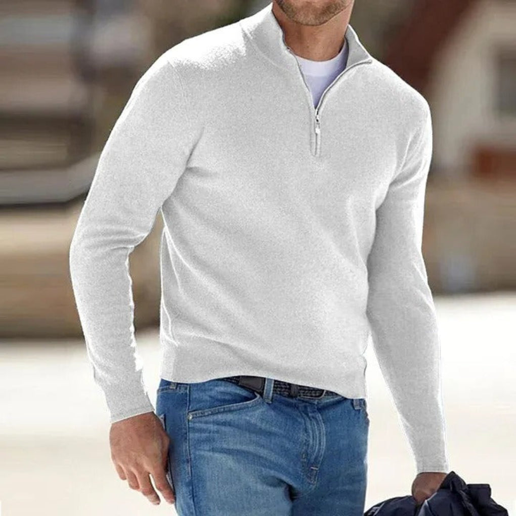 Men's Essential Zipper-Up Basic Versatile Sweater