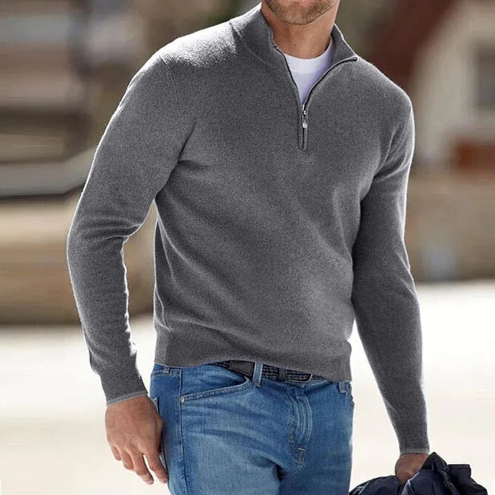 Men's Essential Zipper-Up Basic Versatile Sweater