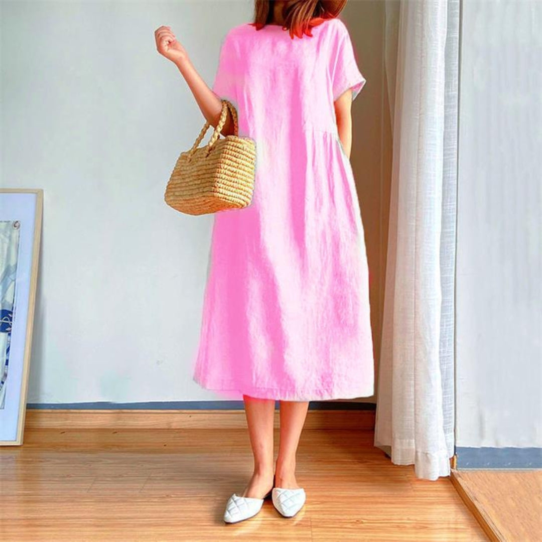 Women's Versatile Flattering Fashion Summer Dress with Short-Sleeve