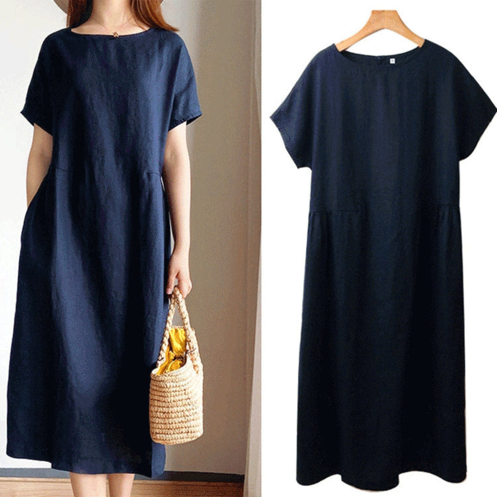 Women's Versatile Flattering Fashion Summer Dress with Short-Sleeve