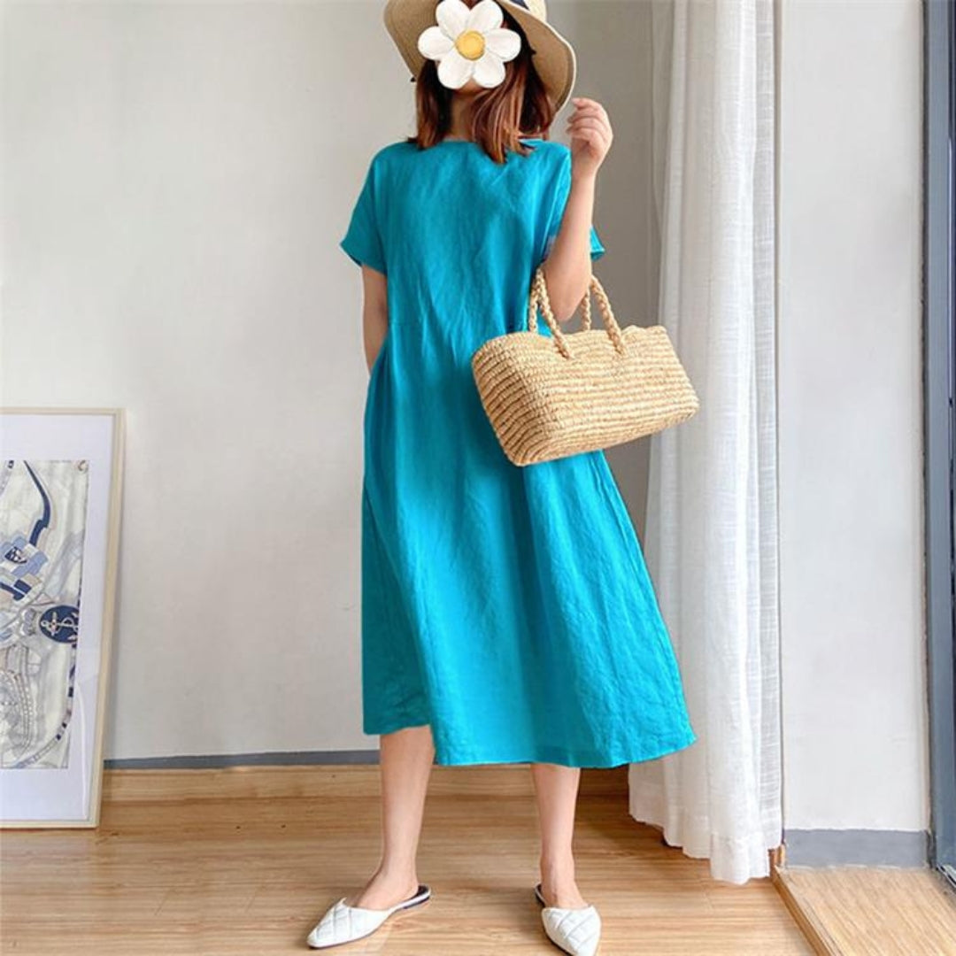 Women's Versatile Flattering Fashion Summer Dress with Short-Sleeve