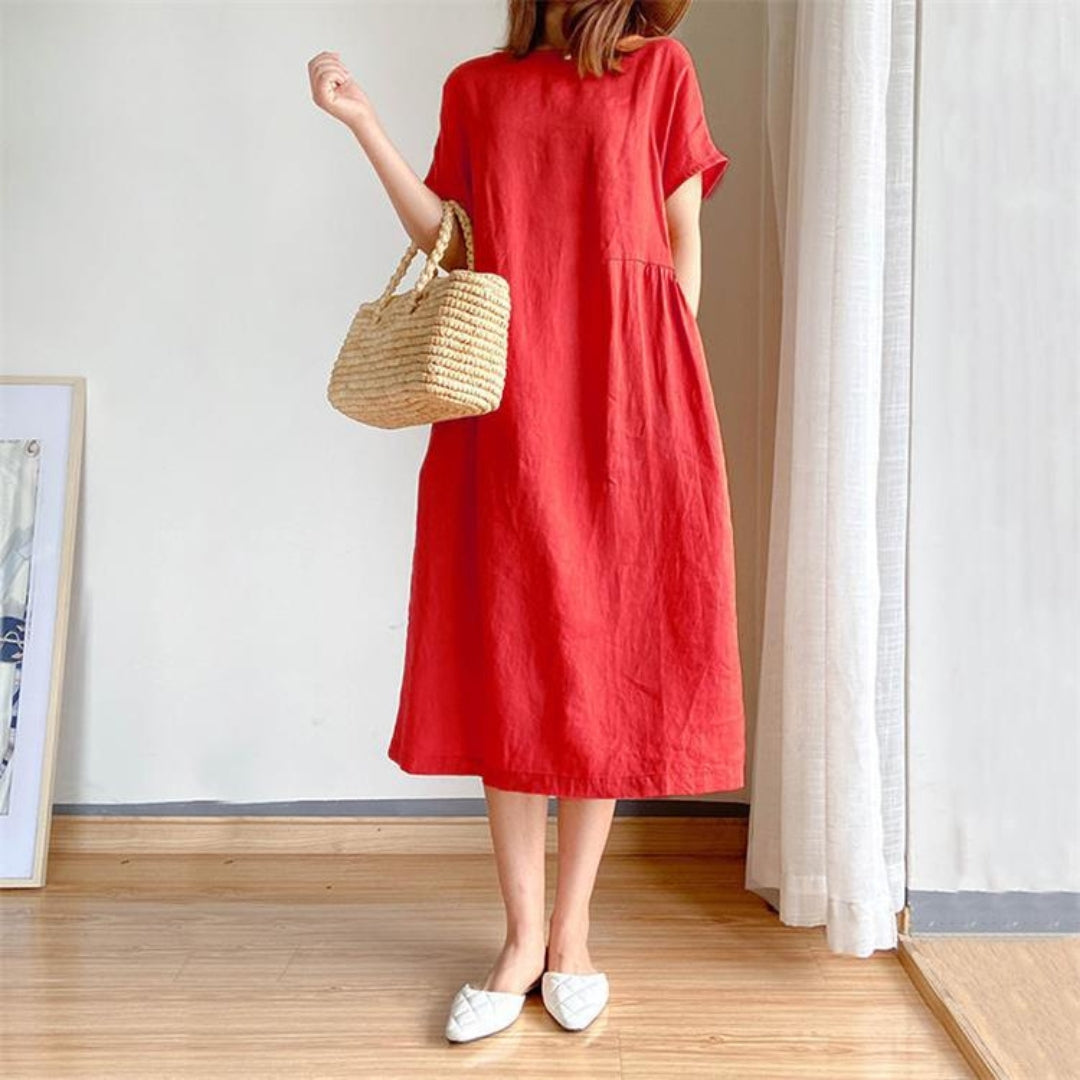 Women's Versatile Flattering Fashion Summer Dress with Short-Sleeve