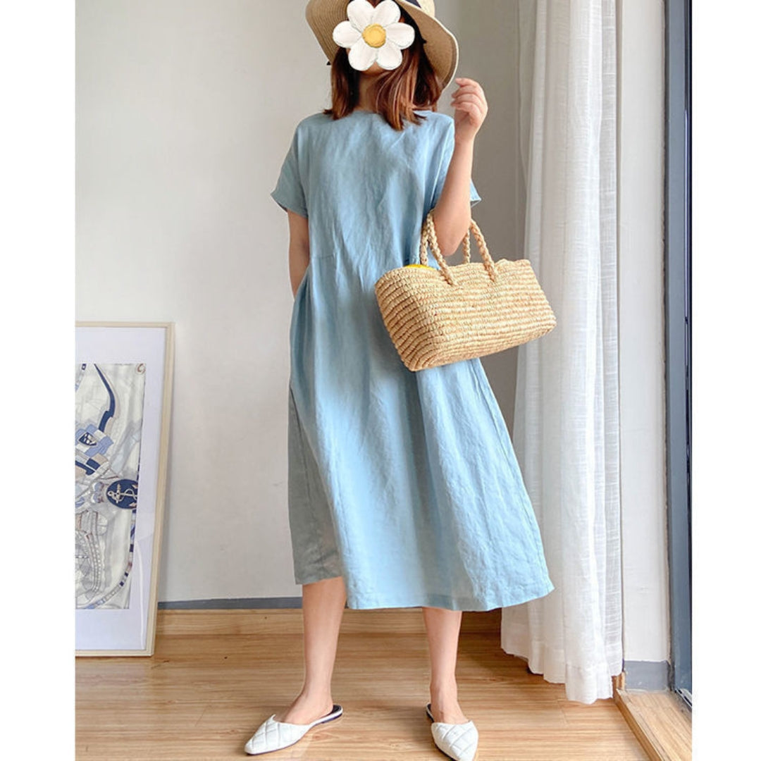 Women's Versatile Flattering Fashion Summer Dress with Short-Sleeve