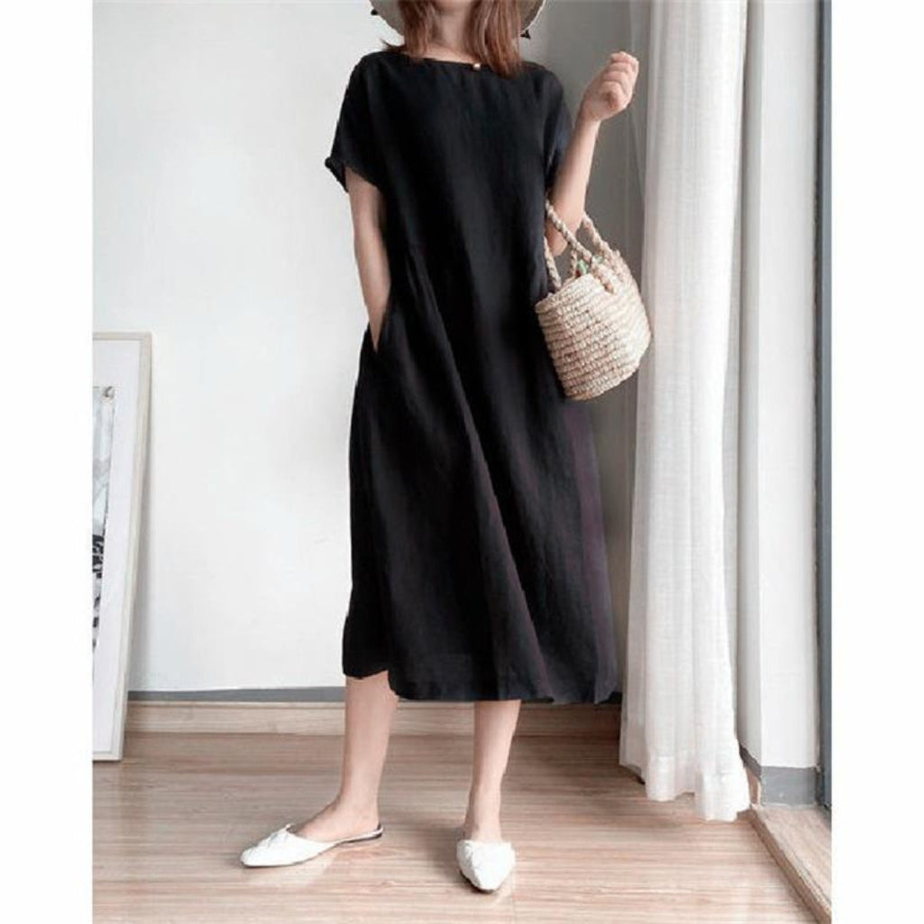 Women's Versatile Flattering Fashion Summer Dress with Short-Sleeve