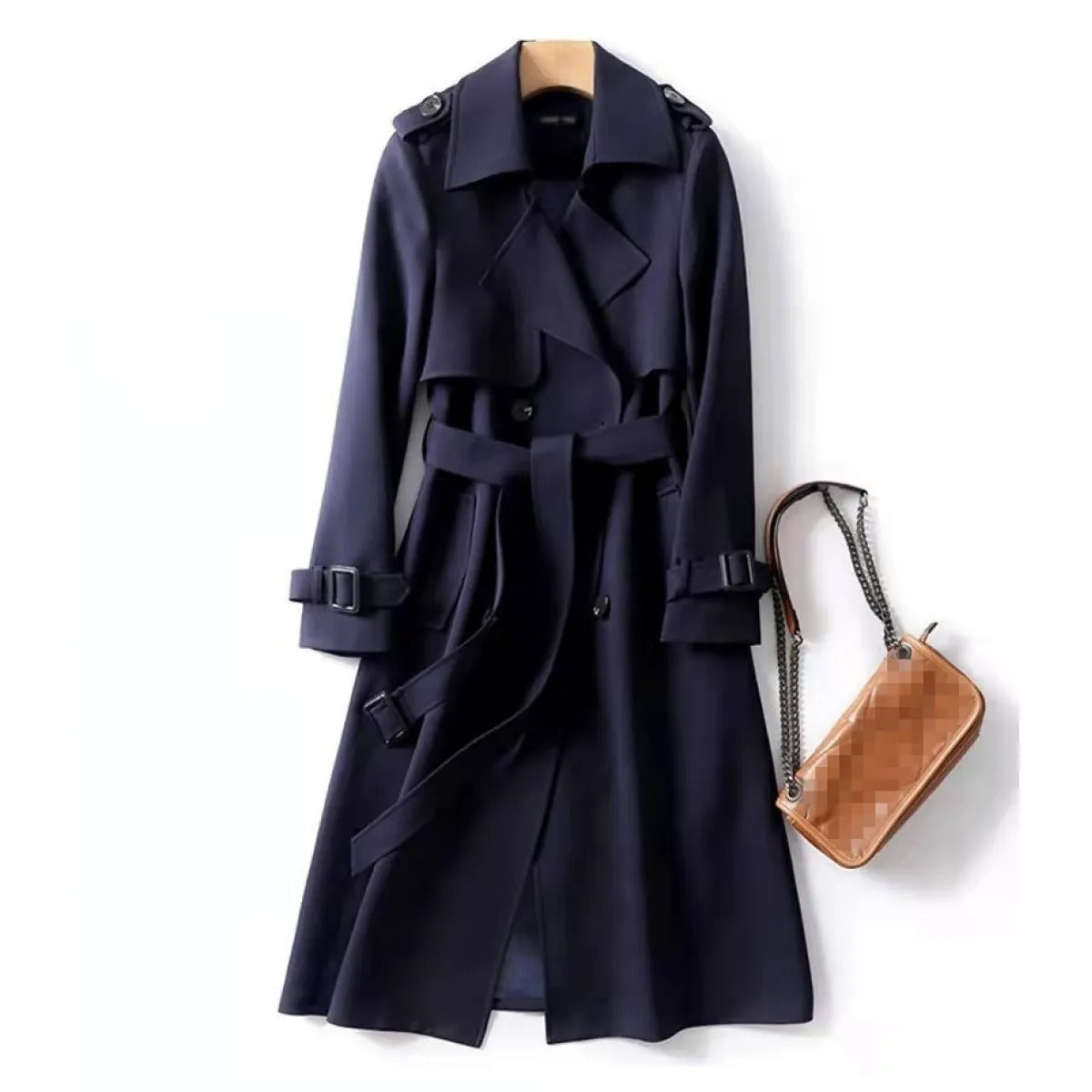 Women's Elegant Long Button Trench Coat