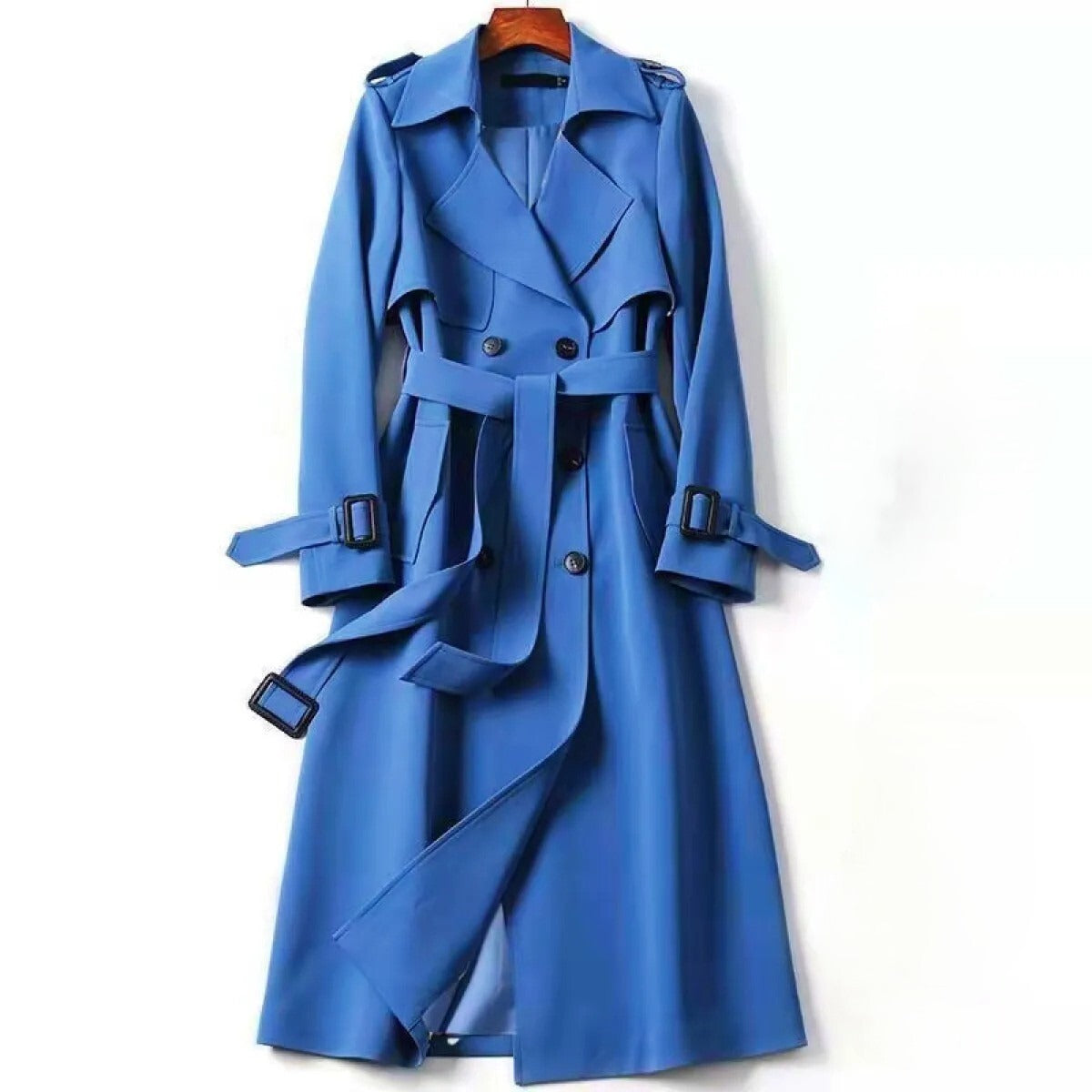 Women's Elegant Long Button Trench Coat