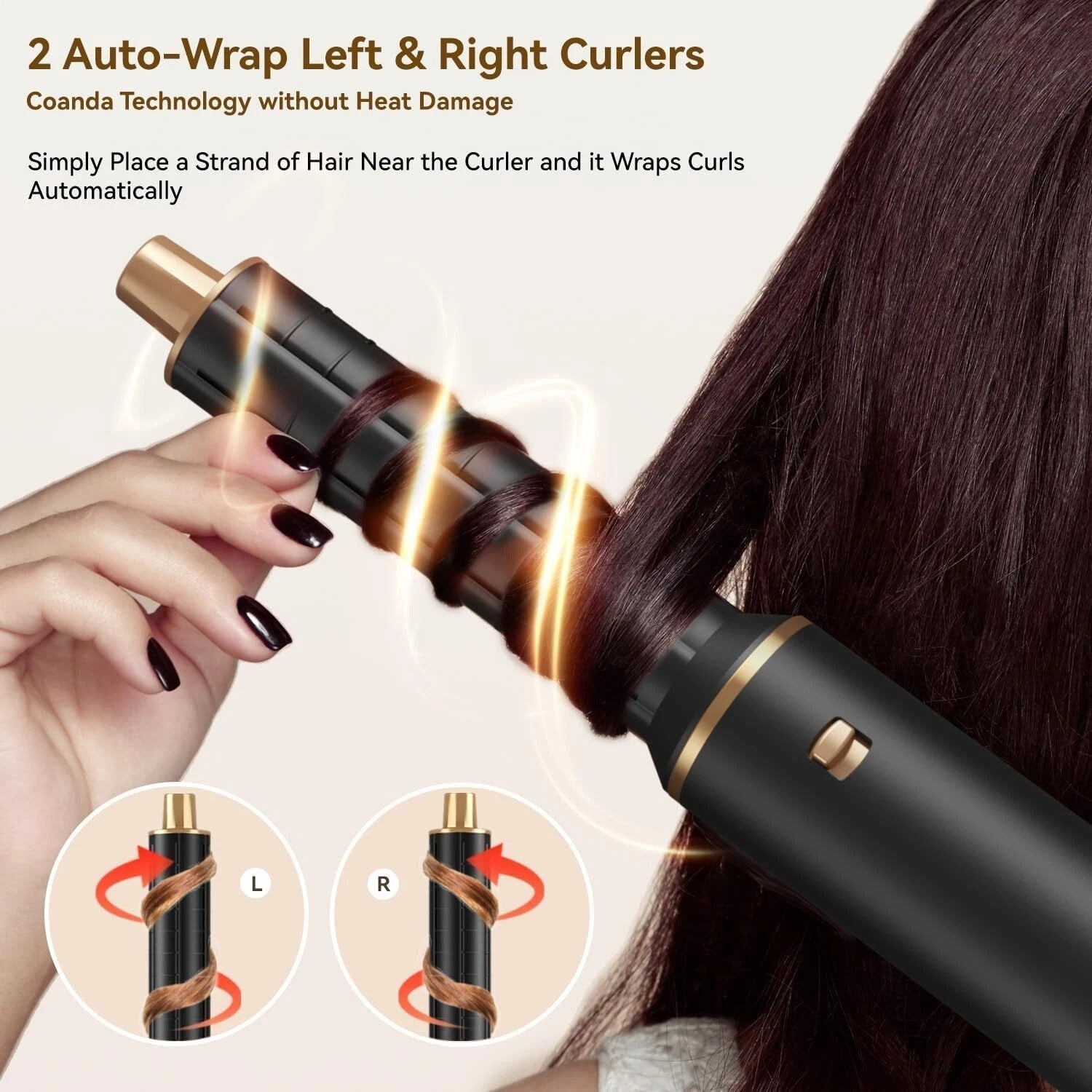 5 in 1 Blow Dryer Brush Volumizer Negative Ion Hot Air Styler Auto Curling - Image 3