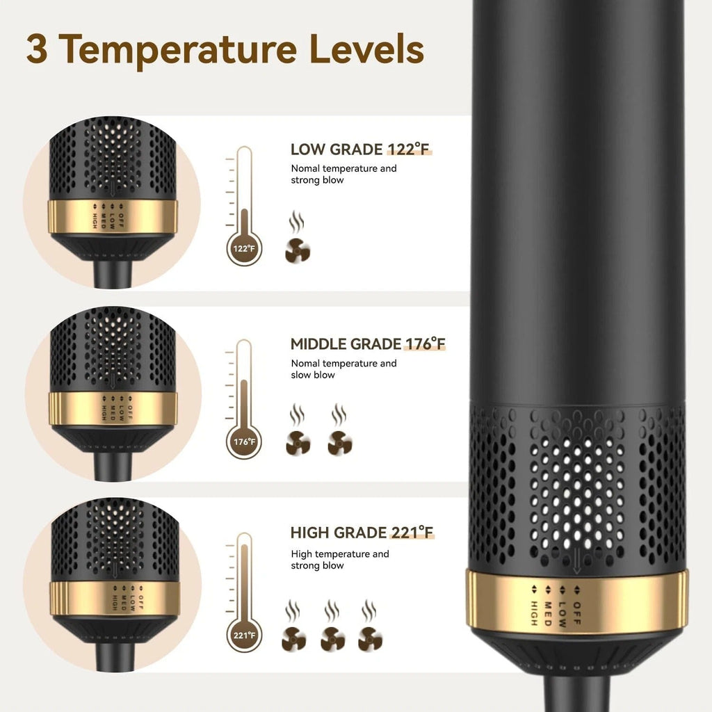 5 in 1 Blow Dryer Brush Volumizer Negative Ion Hot Air Styler Auto Curling - Image 2